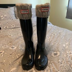 Hunter Tall Rain Boots with sock inserts